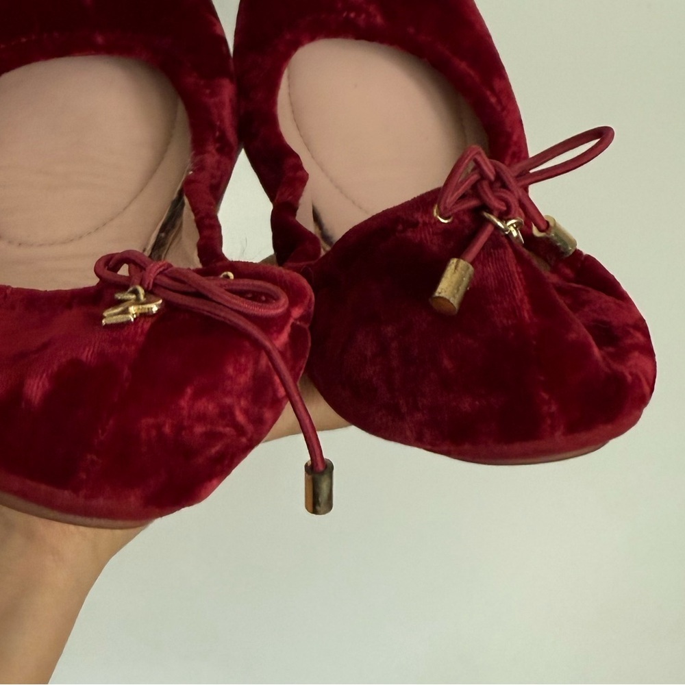 Kate Spade New York Women's Globe Bordeaux Crushed Velvet Ballet Flats, Size 7 - Picture 6 of 6